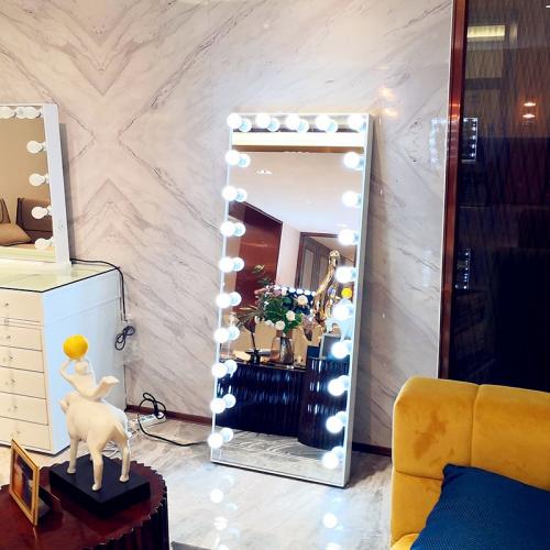 MDF Wooden Frameless Dressing Makeup Vanity Floor Mirror Full Length Mirror with Lights