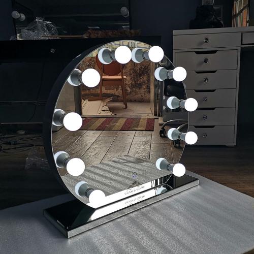 Luxurious MDF Vanity Girl Round Makeup Hollywood Mirror with Led Bulb