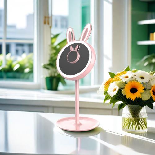 Plastic LED Rabbit Makeup Mirror Lamp with plate for cosmetic
