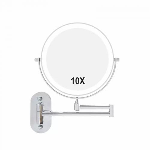 Rechargeable Wall Mounted Bathroom Mirror With 5X Magnification